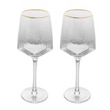 Conjunto De Taças Para Vinho Wolff Com Fio Ouro Taj 600 Ml Em Cristal  2 Peças