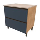 Balcão Bartira Cristal Em Mdp Com 2 Gavetões, 80cm De Largura - Lâmina De Mel/azul Royal