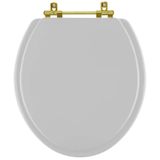 Assento Sanitario Poliéster Convencional Oval Cinza Platina Para Vaso Incepa Com Ferragem Dourada