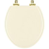 Assento Sanitário Soft Close Convencional Oval Bege Claro Com Ferragem Dourada