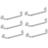 Barra Alça De Apoio Kit 6 Uni Banheiro Inox 40cm Barra Idoso Cadeirante Deficiente Acessibilidade