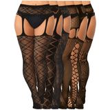 Meias Fishnet Skylety, 6 Pares Para Mulheres Plus Size