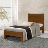 Cama Solteiro Com Colchão Lara Madeira - Castanho - Marrom