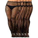 Meia-calça Skylety Fishnet Suspensor Meia Alta X6