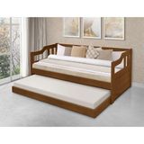 Sofá Cama Solteiro Vintage Com Cama Auxiliar Madeira + 2 Colchões - Castanho - Marrom