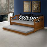 Sofá Cama Para Copa Solteiro De Madeira Vintage - Castanho - Marrom