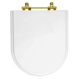 Assento Sanitário Almofadado Carrara Branco Para Vaso Deca Com Ferragem Dourada