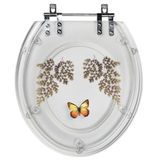 Tampa De Vaso Oval Transparente Avenca Borboleta Amarela Acrilico