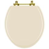 Assento Sanitario Poliéster Convencional Oval Bone Para Vaso Incepa Com Ferragem Dourada