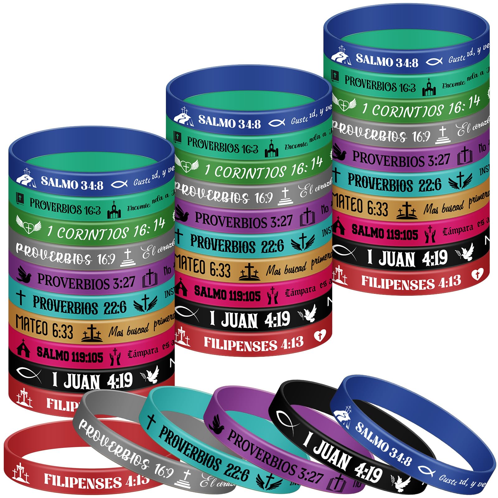 Pulseiras De Borracha Skylety Spanish Christian Bracelets X60