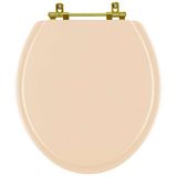 Assento Sanitario Poliéster Convencional Oval Rosa Floral Para Vaso Deca Com Ferragem Dourada