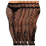 Meias De Meia-calça Skylety Fishnet Suspender Lingerie 6 Pares
