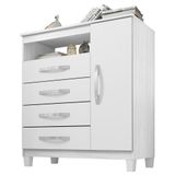 Comoda Sapateira 1 Porta 4 Gavetas 84 Cm Moden 2258 Branco Flex Incp