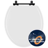 Assento Sanitario Antimicrobiano Convencional Oval Universal Branco Com Ferragem Preta