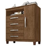 Comoda Sapateira 1 Porta 4 Gavetas 84 Cm Moden 2258 Malbec Incp