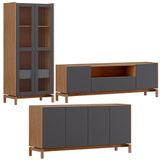 Cristaleira Balcao Buffet E Rack Sala De Estar Tauari Concret Milani Store