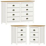 Comoda 8 Gavetas 02 Mesas De Cabeceira 3 Gavetas Madeira Maciça Branco Freijo Milani Store