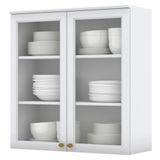 Armario Aereo 2 Portas Vidro Mdf 80 Cm Americana C366 Branco Henn