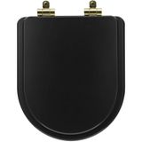 Assento Sanitário Poliéster Soft Close Nexo Onix (preto Fosco) Para Vaso Roca Com Ferragem Dourada