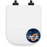 Tampa De Vaso Poliéster Antibactéria Com Amortecedor Piano Branco Para Bacia Deca Com Ferragem Preta