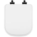 Tampa De Vaso Poliéster Com Fechamento Lento Quadra Branco Para Louça Deca Com Ferragem Preta