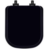 Tampa De Vaso Laqueado Com Fechamento Lento Quadra Preto Para Louça Deca Com Ferragem Preta