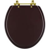 Assento Sanitário Convencional Oval Universal Marrom Fosco Com Ferragem Dourada
