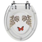Tampa De Privada Oval Incolor Decorada Avenca Borboleta
