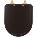Assento Sanitário Mdf Soft Close Carrara Marrom Fosco Para Vaso Deca Com Ferragem Dourada