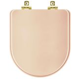 Assento Sanitário Soft Close Carrara Rosa Floral Para Vaso Deca Com Ferragem Dourada