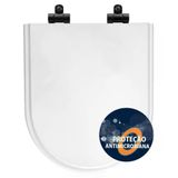 Assento Sanitário Poliéster Antibactéria Soft Close Duna Branco Para Vaso Deca Com Ferragem Preta