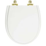 Assento Sanitário Soft Close Polo Branco Para Vaso Hervy Com Ferragem Dourada