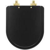 Assento Sanitário Mdf Soft Close Level Preto Fosco Para Vaso Deca Com Ferragem Dourada