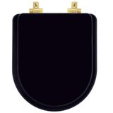 Assento Sanitário Mdf Soft Close Carrara Preto Para Vaso Deca Com Ferragem Dourada