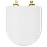 Assento Sanitário Soft Close Meridian Branco Para Vaso Roca Com Ferragem Dourada