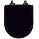 Assento Sanitário Mdf Soft Close Level Preto Para Vaso Deca Com Ferragem Preta