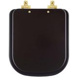 Assento Sanitário Mdf Soft Close Piano Marrom Fosco Para Vaso Deca Com Ferragem Dourada
