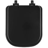 Assento Sanitário Mdf Soft Close Piano Preto Fosco Para Vaso Deca Com Ferragem Preta