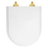 Assento Sanitário Mdf Soft Close Link-lk Branco Para Vaso Deca Com Ferragem Dourada