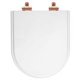 Assento Sanitário Poliéster Soft Close Link-lk Branco Para Vaso Deca Com Ferragem Rose Gold
