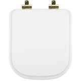 Assento Sanitário Poliéster Soft Close Piano Branco Para Vaso Deca Com Ferragem Dourada