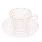 Xícara De Café Petra Cristal Com Pires E Borda Dourada 70ml