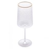 Taça Vinho De Cristal Martelado Petra Fio De Ouro 500ml Lyor