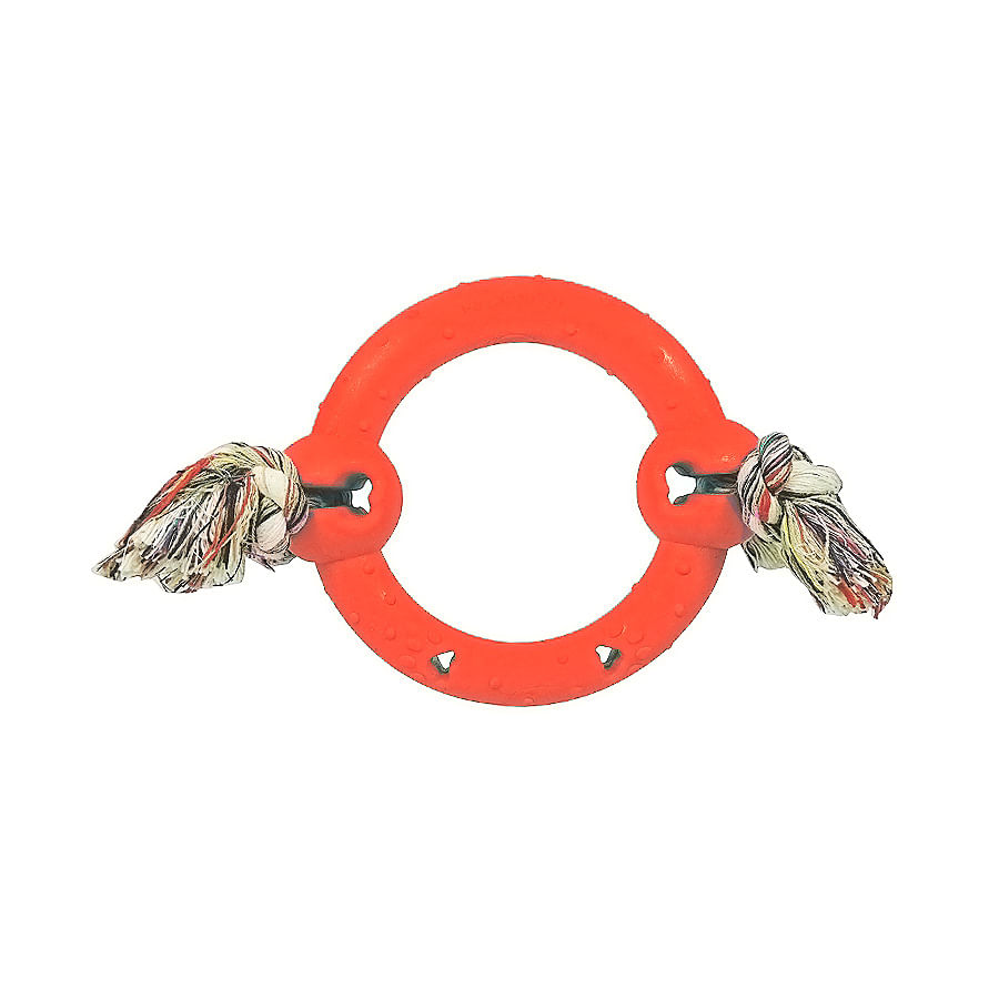 Brinquedo Furacão Pet Anel Com Corda Vermelho Para Cães