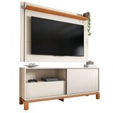 Rack Bancada Com Painel Para Tv Até 55 Polegadas 1,50m Ripado Impressão Emirates Madeirado/off White