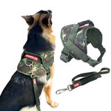 Peitoral Colete Com Guia Para Cachorro - Camuflado - M