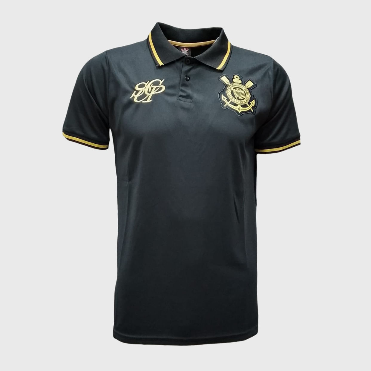 Polo Corinthians Gold Sccp Com Punho Gold Masculina
