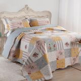 Kit Cobre Leito Colcha Casa Scarpa Mix Queen Estampado Dupla Face Floral 3 Peças - Luana