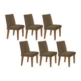 Cadeira De Cozinha Jade Kit 6 Un Capuccino Suede Capuccino Rufato