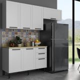 Cozinha Americana 200cm 3 Peças, 6 Portas E 3 Gavetas Branco